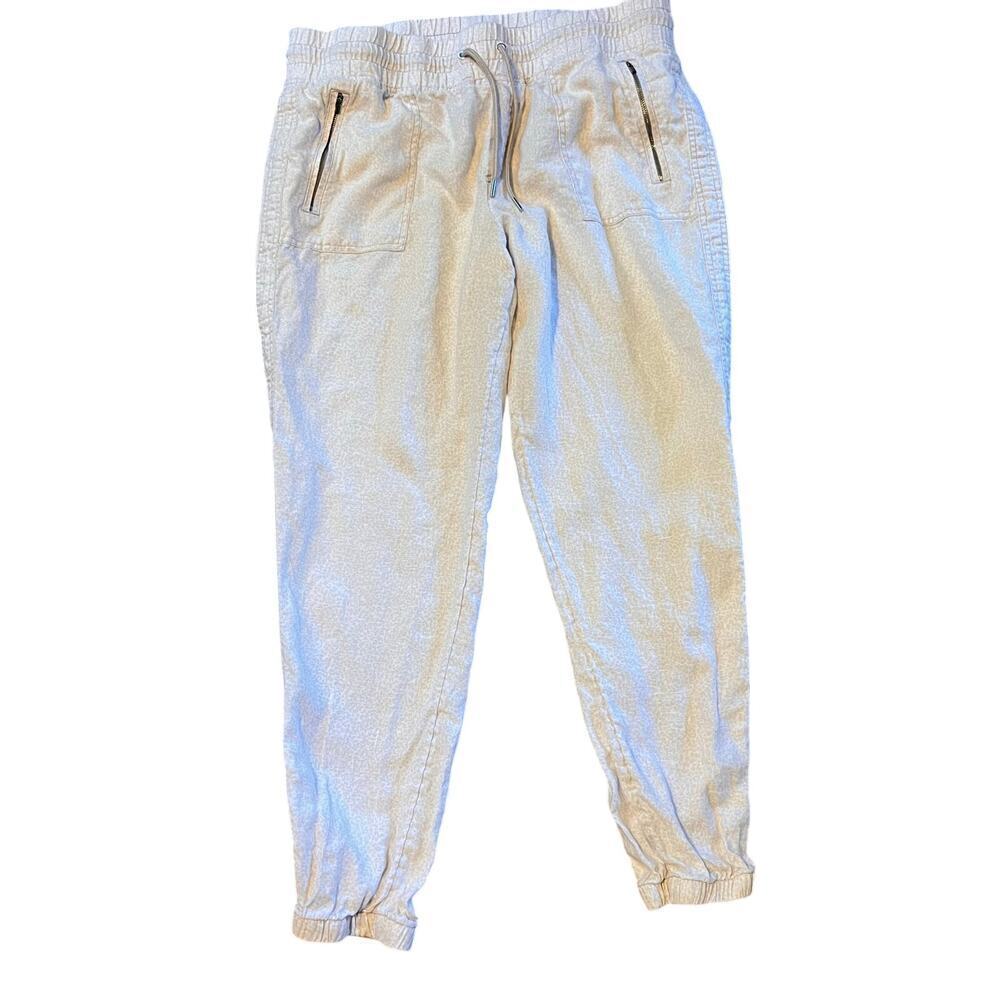 Athleta Cabo Linen Jogger Cream Micro Cheetah - Size 16 Tall